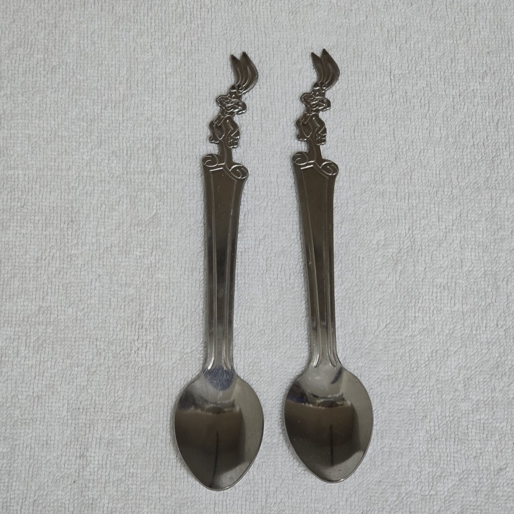 Vintage Nestle Quik Bunny Quiky Spoons Lot of 2 Imperial Korea Stainless 7.5"